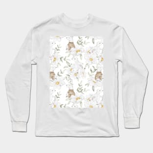 Polar bear flower pattern Long Sleeve T-Shirt